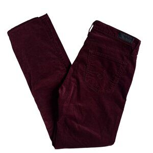 AG Jeans The Stevie Ankle Slim Straight Velvet Jeans (Wine) - Size 26R